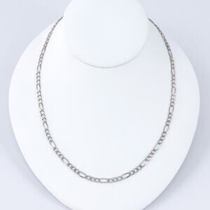 Vintage Sterling Silver 925 4mm Figaro Chain Necklace 24”